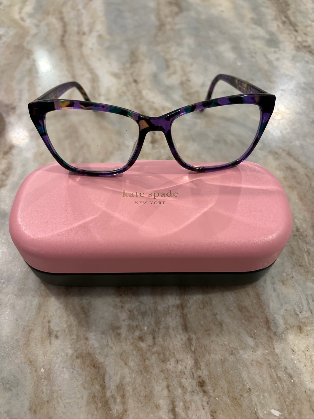 kate spade Purple Multi Cat-Eye Glasses Frame “Celestine” with case